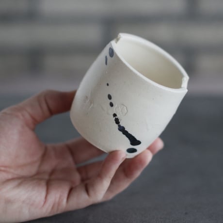 N/OH / コロ鉢 /  White + dripping / XS (2.5号)   no.503-388