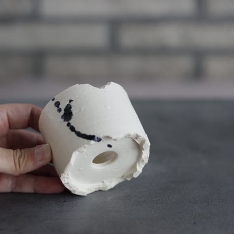 N/OH / コロ鉢 /  White + dripping / XS (2.5号)   no.503-386