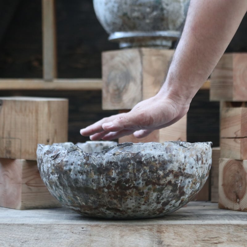 たけろうポット / 大鉢 / シロサビ+ミドリ【イベント限定鉢】(B