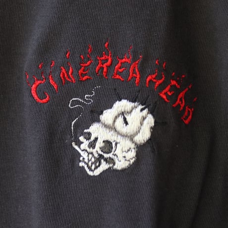 humanity×MENOSYAMA 【poorpatch T-shirt】long T-shirt / CINEREAHEAD (墨色) 予約販売