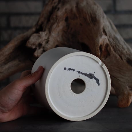 N/OH / コロ鉢 / matt white (dripping/呉須) / S (4.5号)   no.504-129