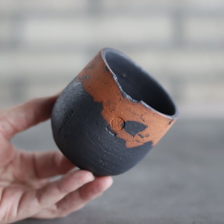 N/OH / コロ鉢-Strokes / Black × Persimmon  / XS (2.5号)   no.503-187