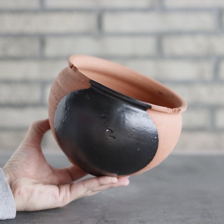 N/OH / コロ鉢-Tear Drop / Persimmon × Black / M (6号)  no.426-12