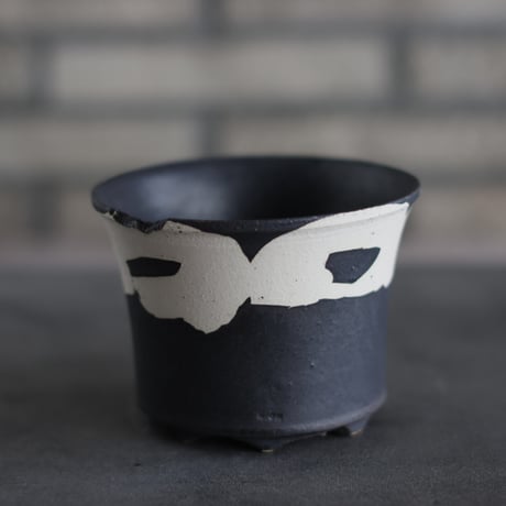 N/OH / コロ鉢-Strokes / Black × White / SS (4号)  no.503-276