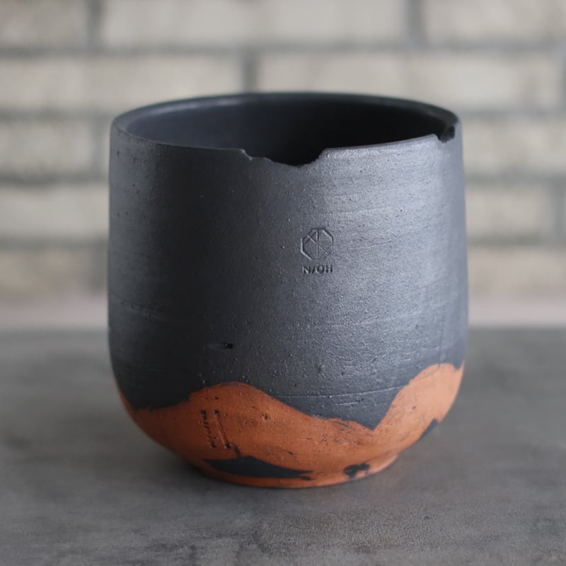 N/OH / コロ鉢-Strokes / Black × Persimmon / L (6号