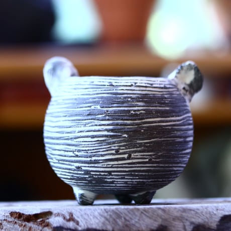 joint pot   安西桂   ×   安西岳郎   親子鉢〝土の子″  象嵌  M ミミツキ  no.82329