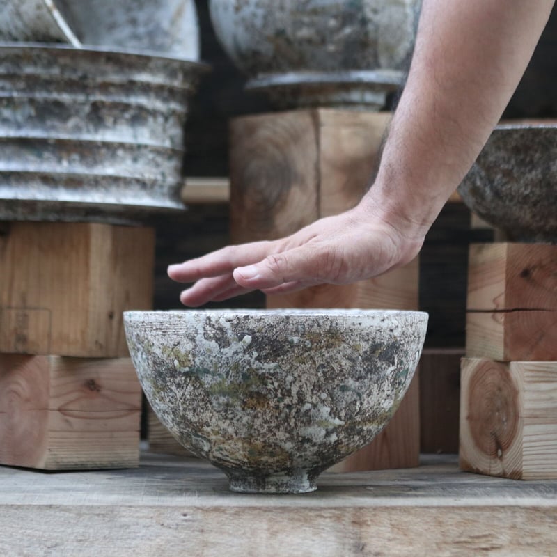 たけろうポット / 大鉢 / シロサビ+ミドリ【イベント限定鉢】(A)