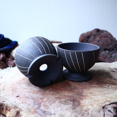 【A×T】by MENOSYAMA〝IZA〟B/W  Line  bowl S