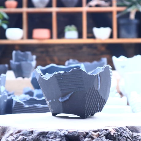 N/OH   澪標   盆栽鉢  S  /  rich Black (dripping Blue)   no.40450
