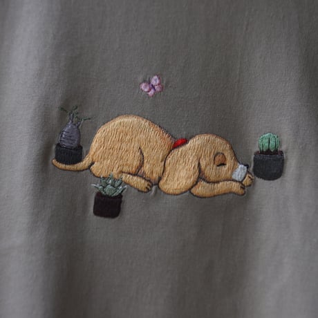 humanity×MENOSYAMA 【poorpatch T-shirt】PUPPYDOG (サンドカーキ)    予約販売