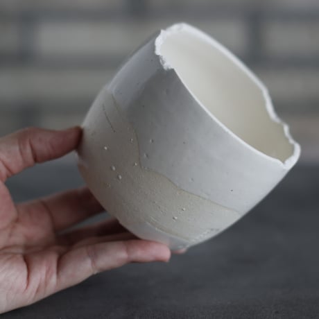 N/OH / コロ鉢-Strokes / White × White / SS (3.5号)  no.503-308