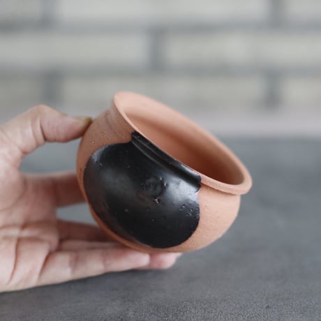 N/OH / コロ鉢-Tear Drop / Persimmon × Black / XS (3号)   no.503-399