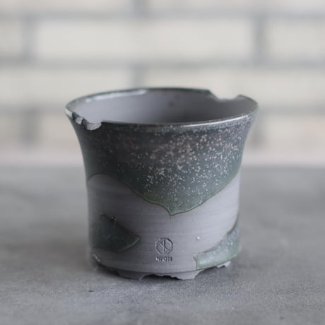 N/OH / コロ鉢-Strokes / Green × rich Black  / SS (4号)  no.503-294
