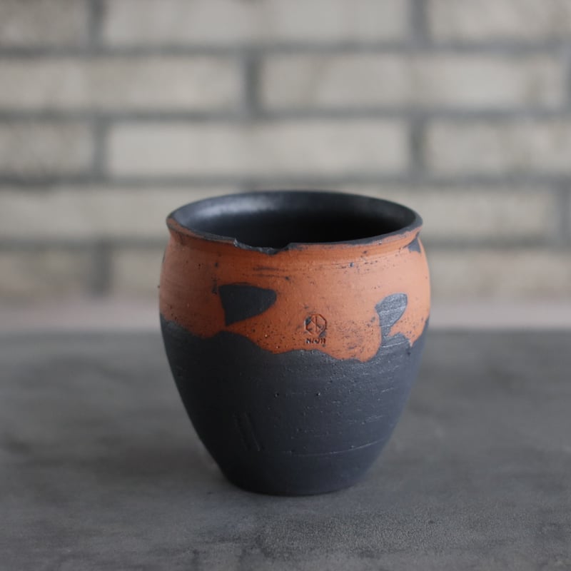 N/OH / コロ鉢-Strokes / Black × Persimmon / S (4号