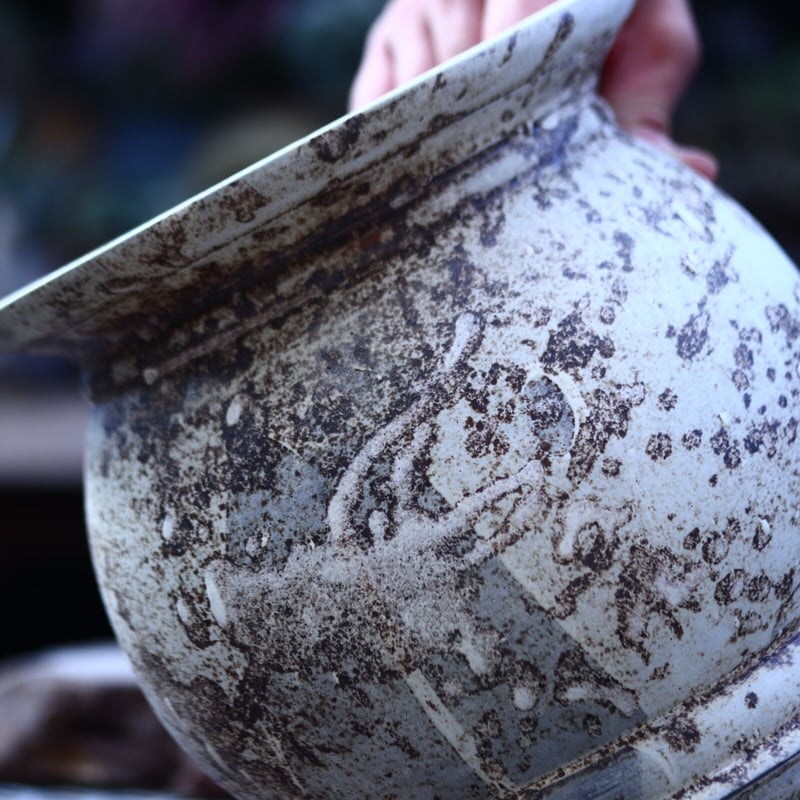 たけろうポット / 大鉢 / シロサビ
