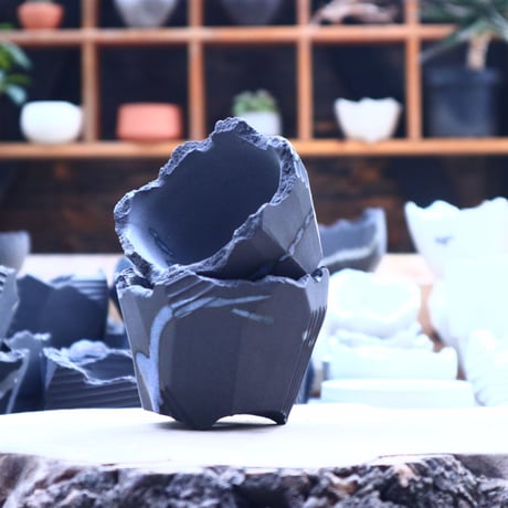 N/OH   澪標   盆栽鉢  XS  /  rich Black  (dripping Blue)   no.40455