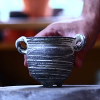 joint pot   安西桂   ×   安西岳郎   親子鉢〝土の子″  象嵌  S ミミツキ  no.1018-7