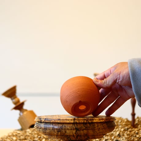 N/OH  コロ鉢 / Persimmon + gold line / XS     no.430-21