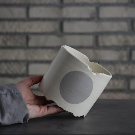 N/OH / コロ鉢  / White＋Moon / S (4号)   no.215-39