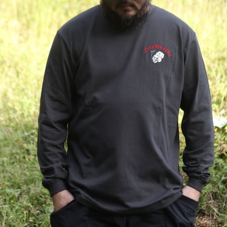 humanity×MENOSYAMA 【poorpatch T-shirt】long T-shirt / CINEREAHEAD (墨色) 予約販売