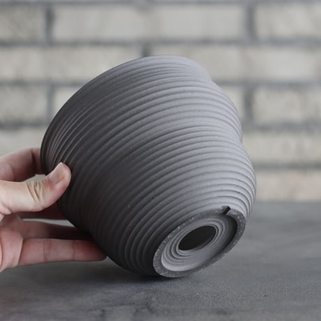 takero pot / ヤキシメ クロ (4.5号)   no.208-7