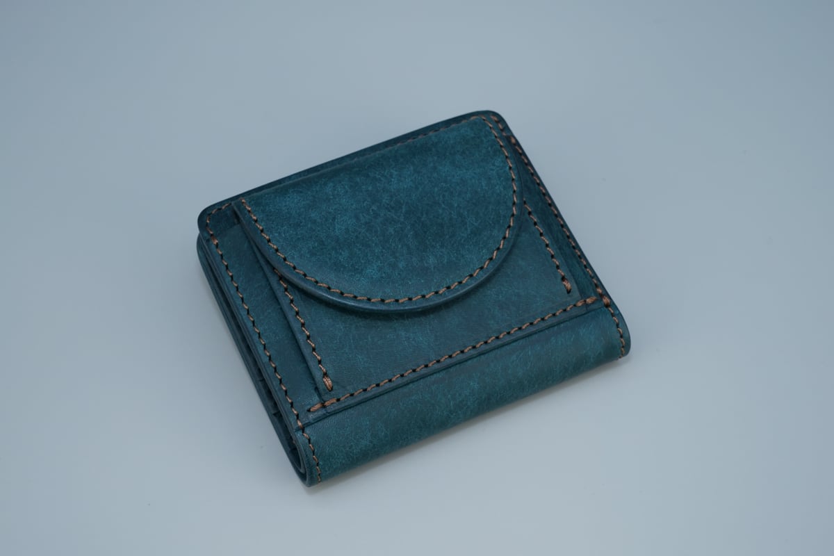 二つ折りウォレット＜小＞ ブルー | marume.store