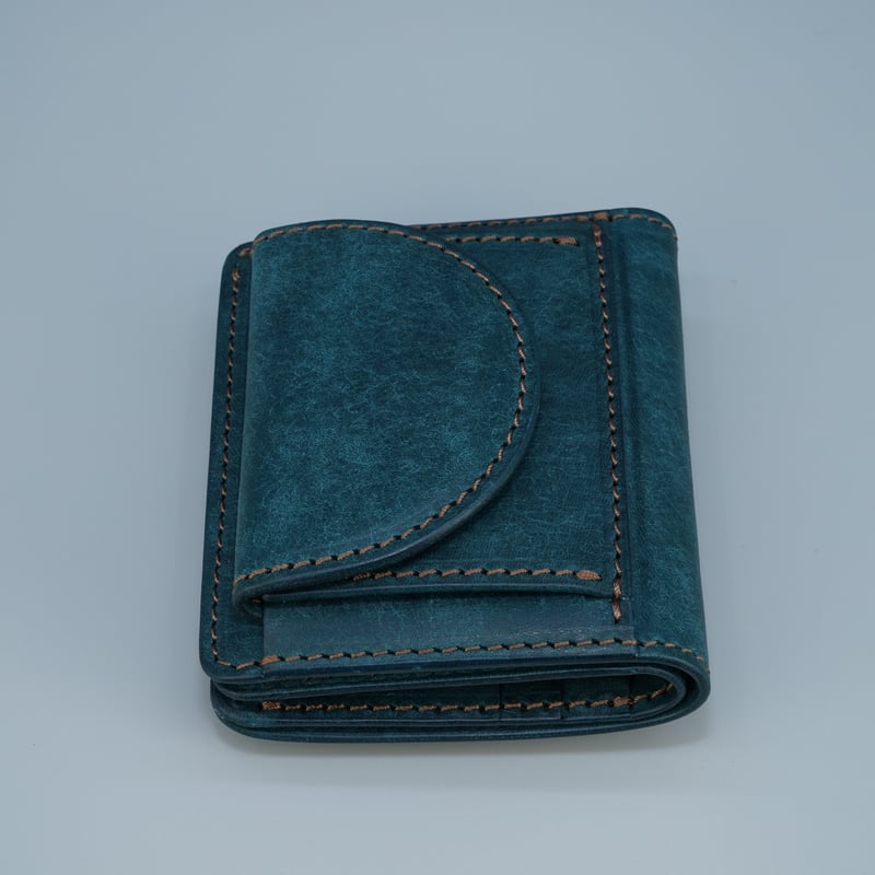 二つ折りウォレット＜小＞ ブルー | marume.store