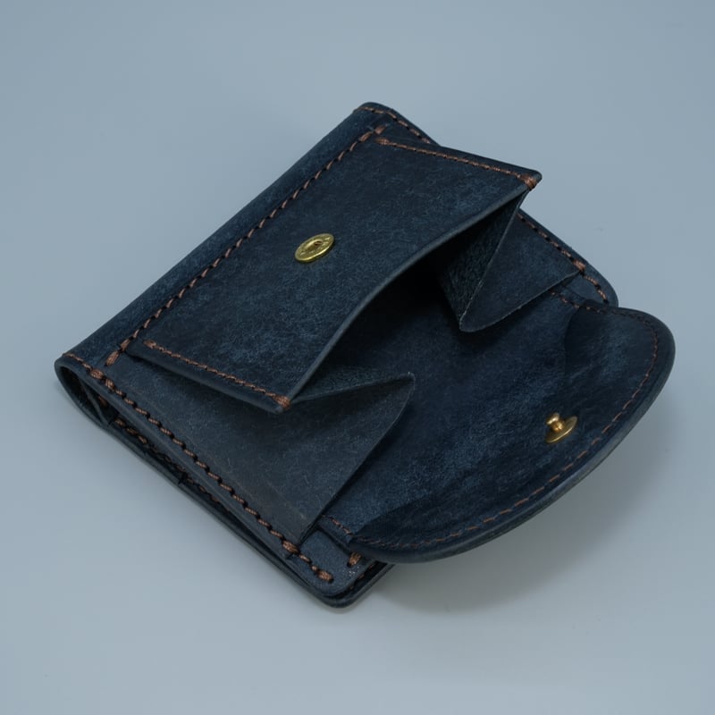 二つ折りウォレット＜小＞ ネイビー | marume.store