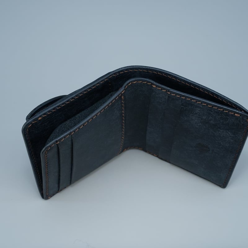 二つ折りウォレット＜小＞ ネイビー | marume.store