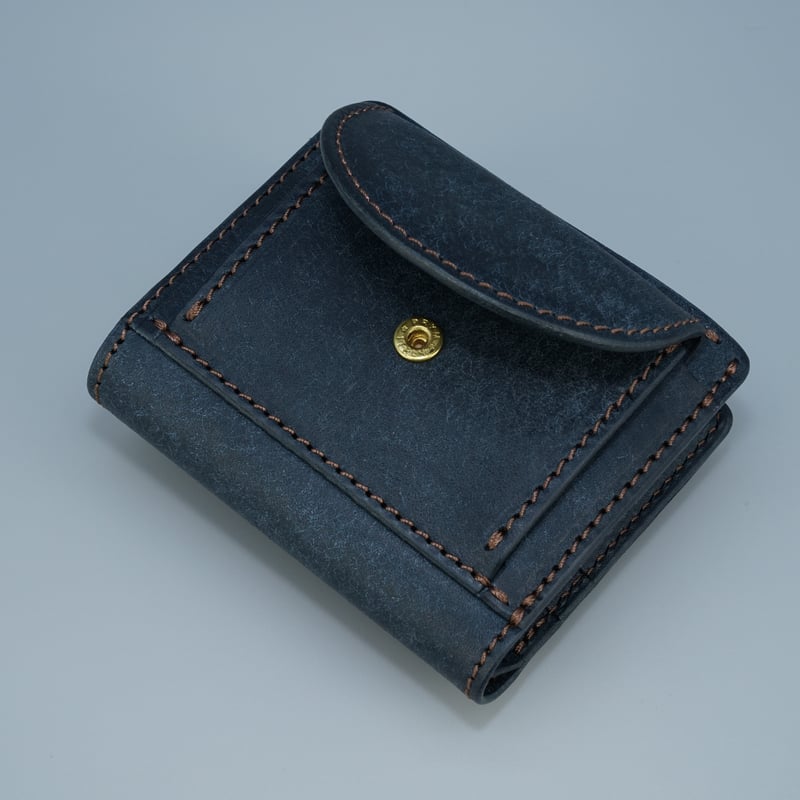 二つ折りウォレット＜小＞ ネイビー | marume.store