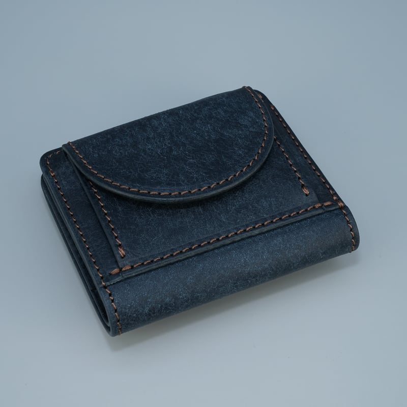 二つ折りウォレット＜小＞ ネイビー | marume.store