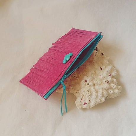 Pink leather pouch.