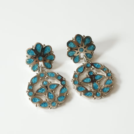 TRIFARI TMトリファリ インディアン ターコイズ  ピアス/ ヴィンテージアクセサリー・コスチュームジュエリー