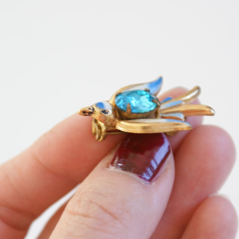 CORO コロ 青い鳥 ツバメ エナメル ブローチ / ヴィンテージ