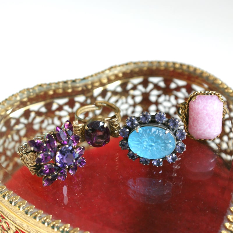 AUSTRIAオーストリア 製 ピンク ガラス リング指輪/ ヴィンテージ