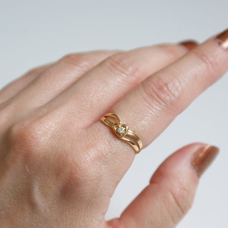 K18YG ダイヤモンド ハート リング指輪 / ヴィンテージジュエリー・アクセサリー