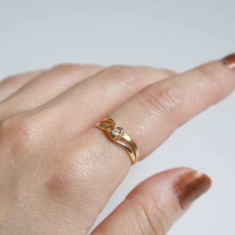 K18YG ダイヤモンド ハート リング指輪 / ヴィンテージジュエリー・アクセサリー