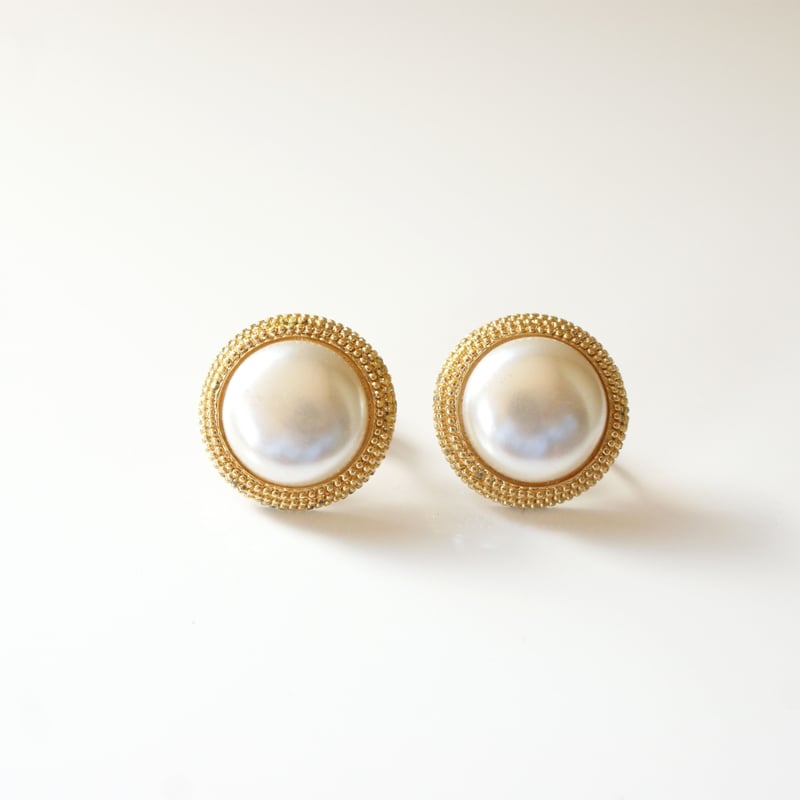 NAPIERネイピア マット ゴールド パール イヤリング / ヴィンテージ  