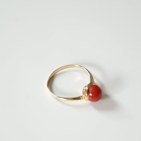 K18YG  赤珊瑚 リング指輪 / ヴィンテージジュエリー・アクセサリー