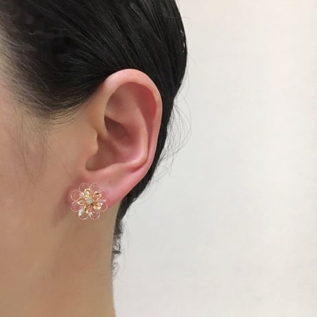 Special price【スペシャル プライス】AVONエイボン 3WAY クリア レッド フラワー ラインストーン ピアス箱BOX付き / ヴィンテージジュエリー・アクセサリー