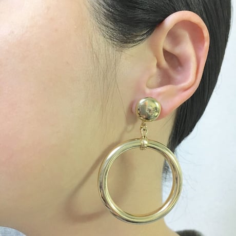 ゴールド フープ イヤリング / ヴィンテージアクセサリー
