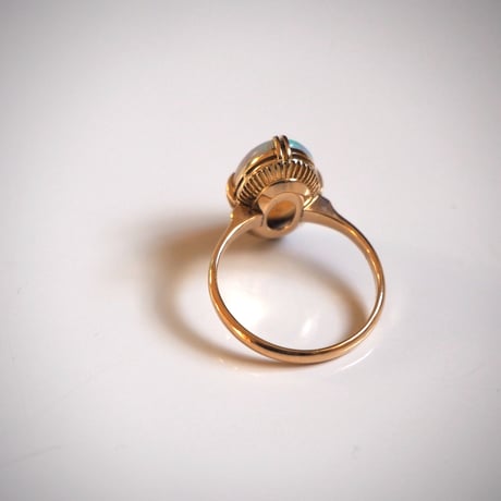 K18YG 大粒オパール 和彫 リング指輪 / ヴィンテージジュエリー・アクセサリー