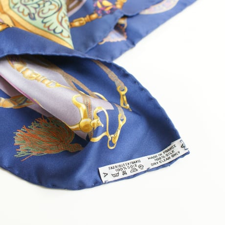 HERMESエルメス プチカレ 40  パープル シルクスカーフ / ヴィンテージファッション