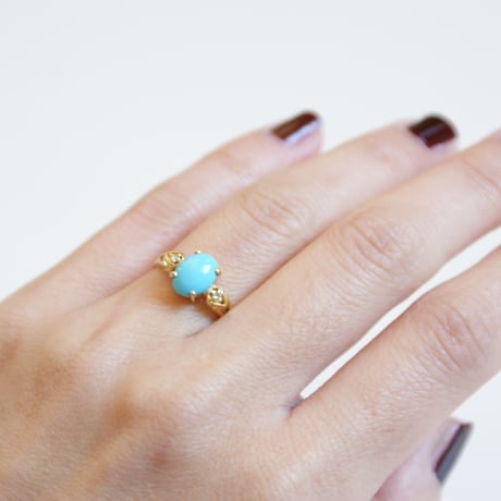 K18YG ターコイズ ダイヤモンド リング指輪 / ヴィンテージジュエリー・アクセサリー