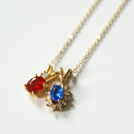 Special price【スペシャルプライス】トリコロール ラインストーン  ネックレス / ヴィンテージ・コスチュームジュエリー