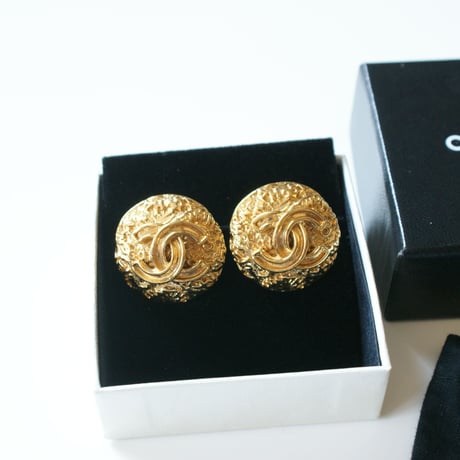 CHANELシャネル  ゴールド ココマーク サークル イヤリング 箱BOX付 / ヴィンテージアクセサリー