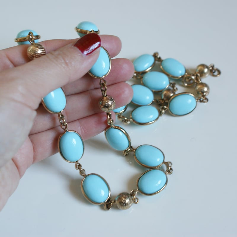 TRIFARIトリファリ ターコイズカラー ルーサイト ロングネックレス