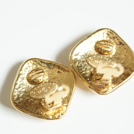 CHANELシャネル  ゴールド ココマーク スクエア イヤリング 箱BOX付 / ヴィンテージアクセサリー