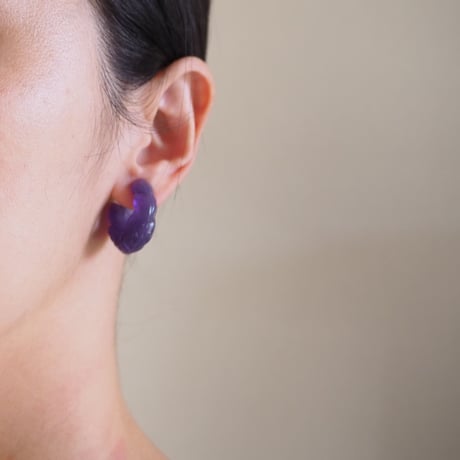 アメリカ買付 AVON エイボン パープル ルーサイト リーフ イヤリング/ ヴィンテージアクセサリー