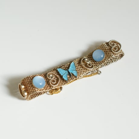 【アメリカ買付】ブルー バタフライ ムーンストーン メッシュブレスレット/ ヴィンテージアクセサリー